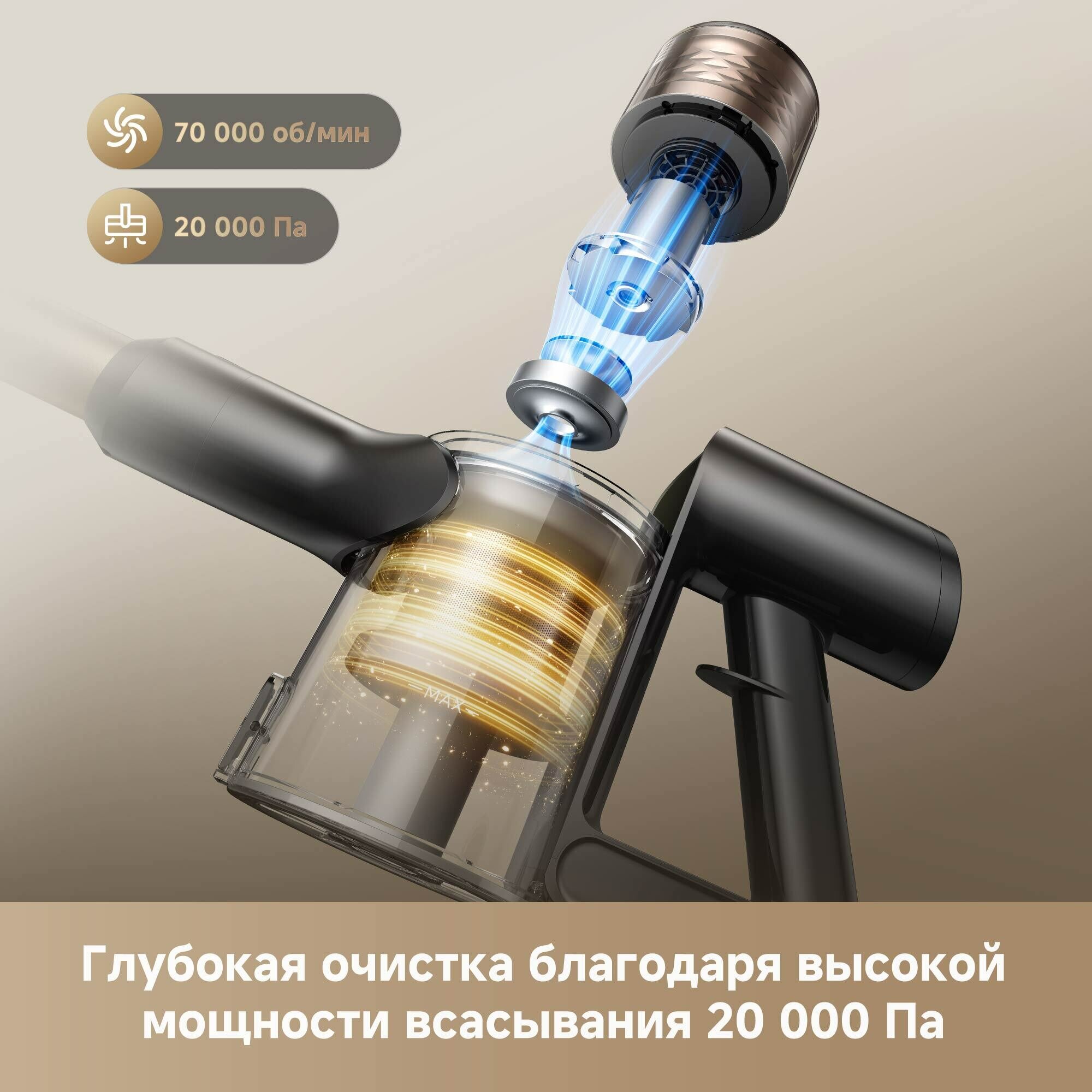 Dreame R10s Lite — беспроводной вертикальный пылесос, 20 кПа, LED-подсветка — фото 1