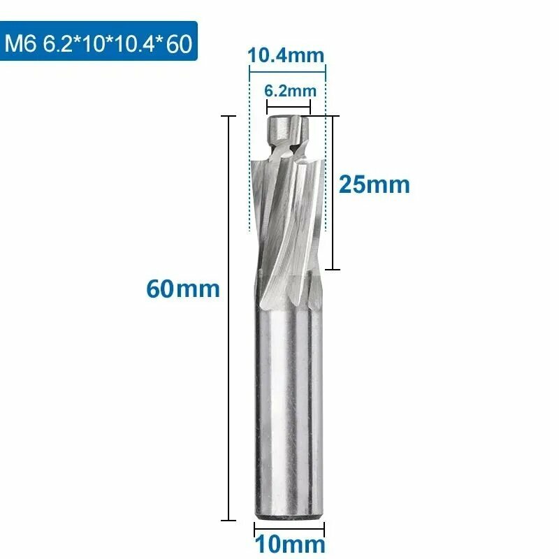 Цековка HSS, М6, 6,2x10,4x10x60,1шт.