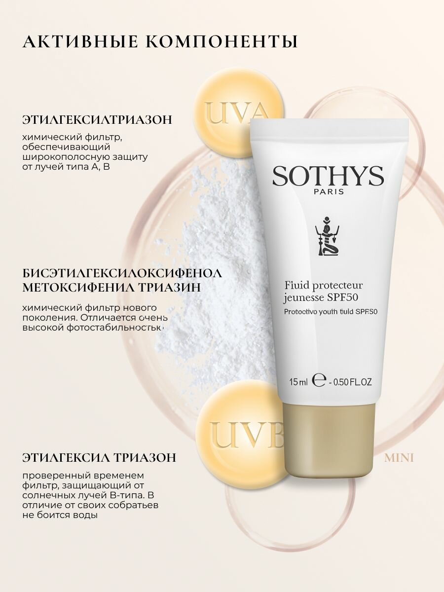Крем для лица Sothys омолаживающий SPF50 под макияж15 мл — фото 1