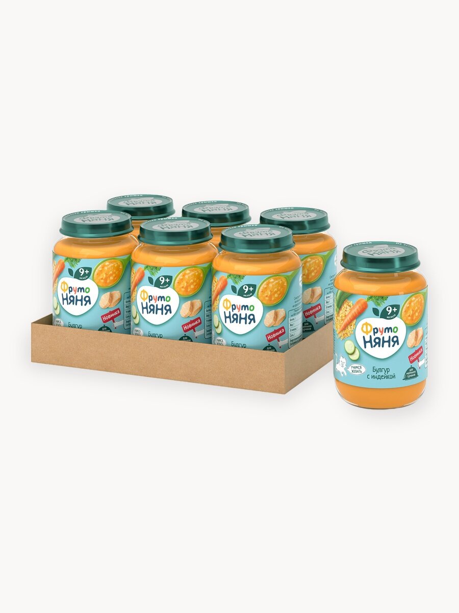 Пюре детское ФрутоНяня со вкусом "Булгур с индейкой", 190г, 6 шт