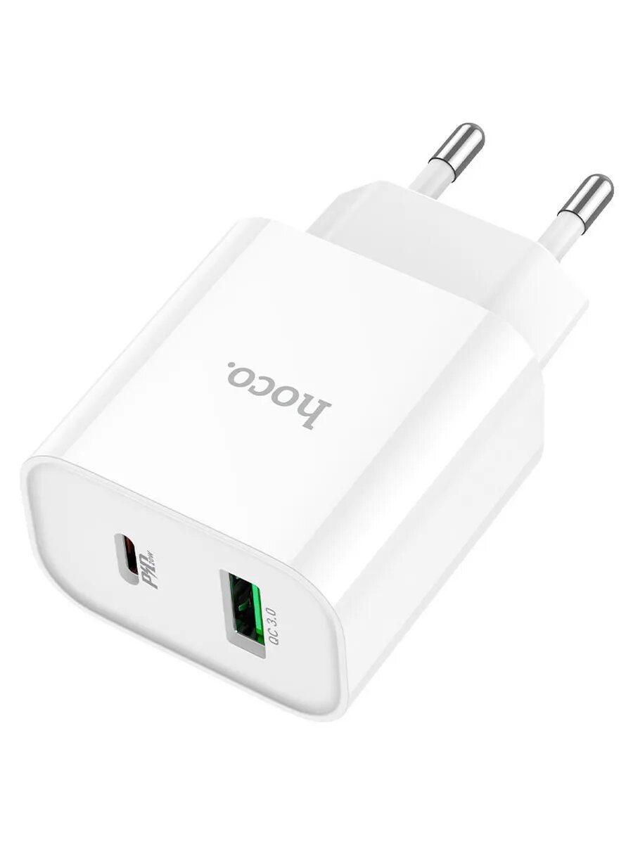 Зарядка Hoco C80A Plus, для iPhone/Android, 20 Вт, кабель Type-C, быстрая зарядка, белая