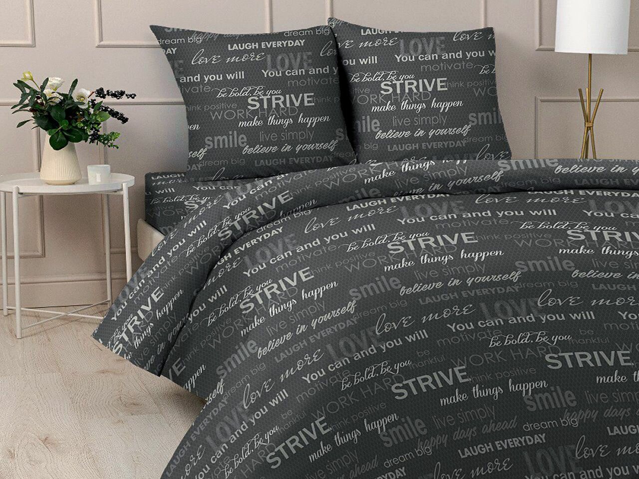 Постельное бельё креп-жатка Евро макси - М - 80 - Теплые Пожелания с наволочками 50х70