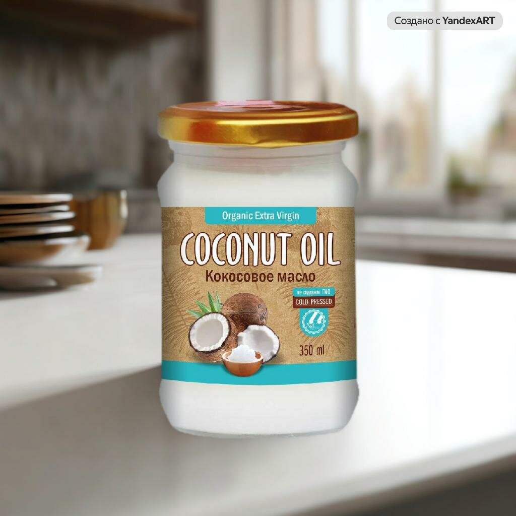 Кокосовое масло Biolavka "ORGANIC EXTRA VIRGIN", 350 мл, нерафинированное, органическое — фото 1