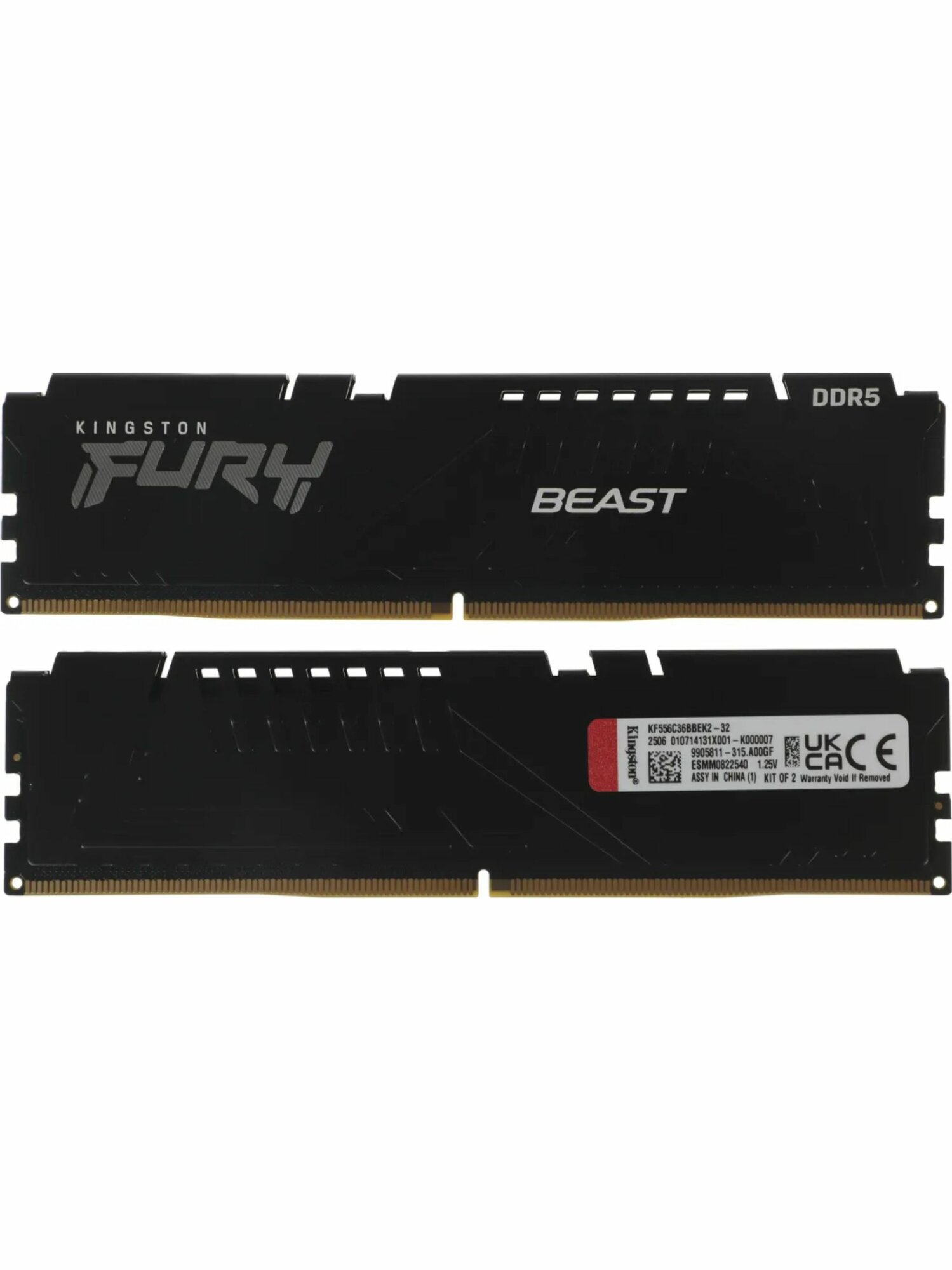 Оперативная память Kingston Fury Beast Black Expo DDR5 2x16GB 5600 МГц, DIMM