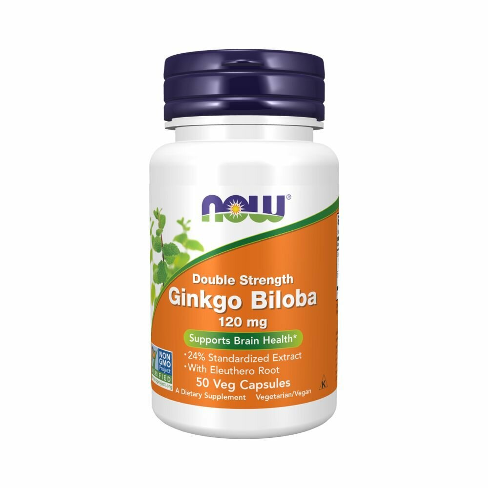 Для памяти / NOW Ginkgo Biloba, 120 мг, 50 капсул /гинкго билоба