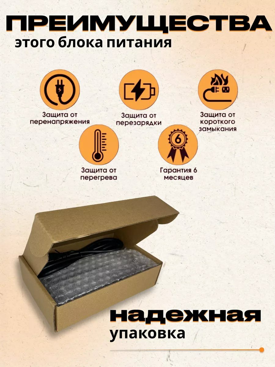 Блок питания для ноутбука Asus 5.5x2.5мм, 65W (19V, 3.42A) с сетевым кабелем — фото 1