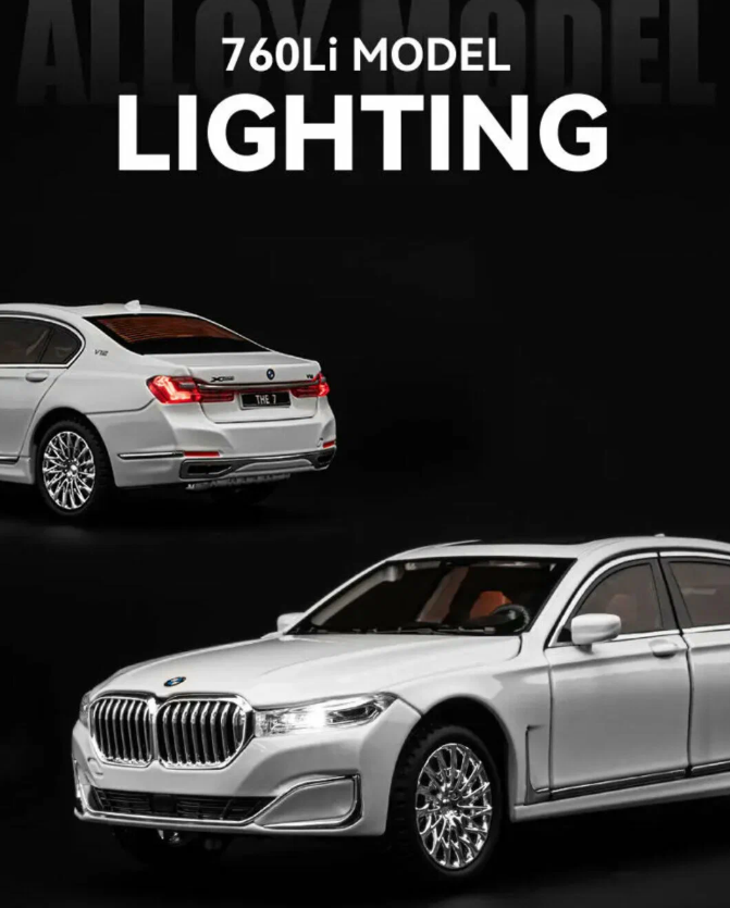Машинка металлическая игрушка BMW 7 series V12 1:24 со световыми и звуковыми эффыектами — фото 1