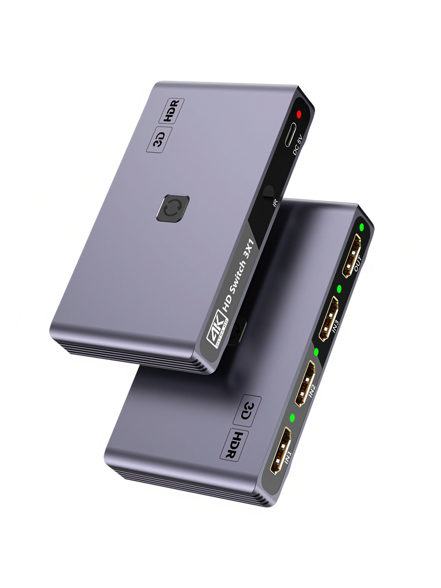 Разветвитель YUCUN Q301, 3 входа, 1 выход, HDMI, 4K 60Hz, серый