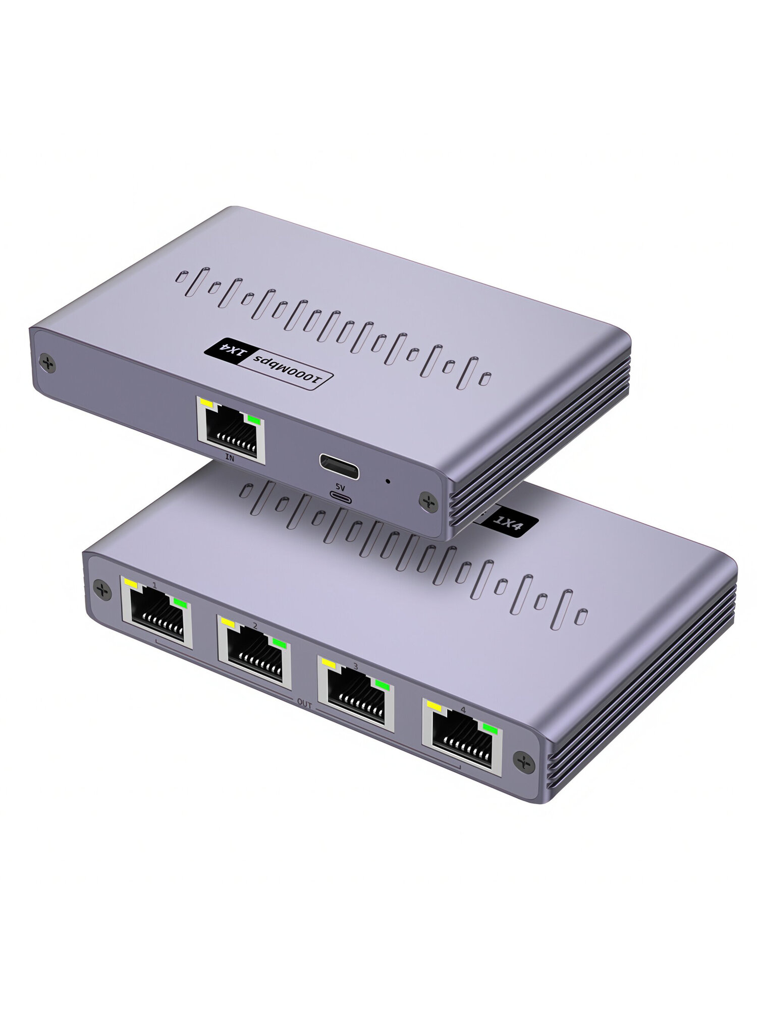 Разветвитель YUCUN RJ-15-1 Gigabit Ethernet, 4 порта, 1000 мбит/c, синий