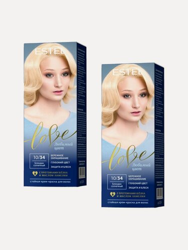 Изображение товара ESTEL Стойкая крем-краска LOVE, тон 10/34 Блондин солнечный (набор, 2шт.)