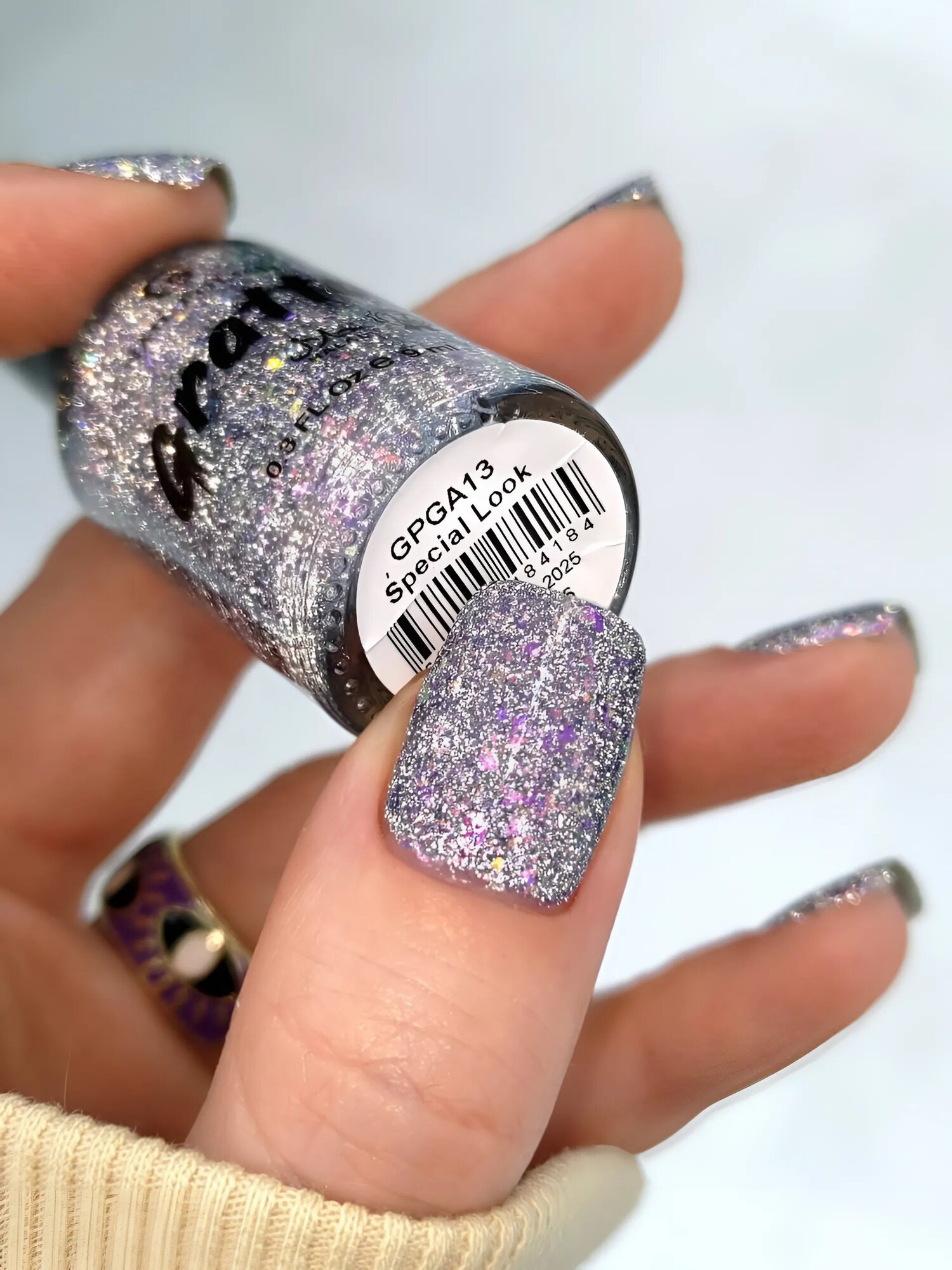 Grattol Color Nail Polish Special Look - Лак для ногтей, с глиттером, сушка без лампы, Халяль, 9 мл