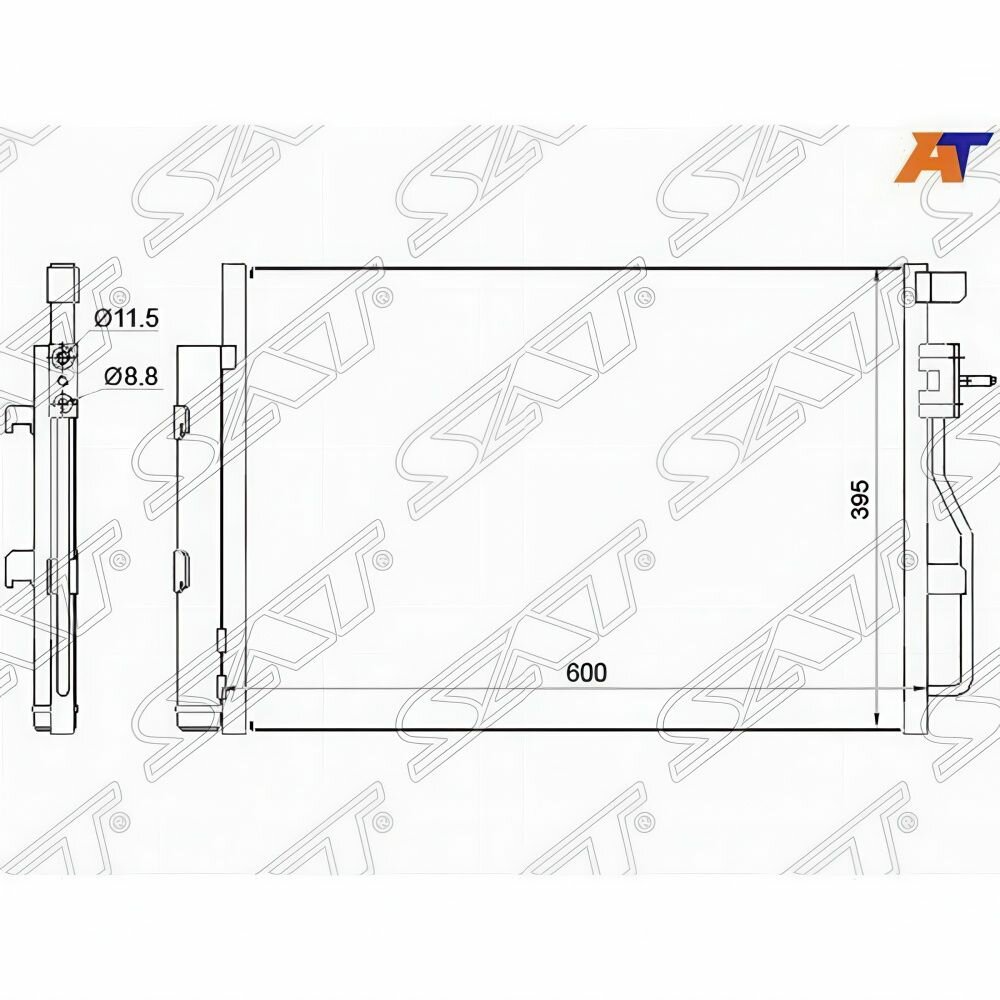 Радиатор кондиционера для Шевроле Авео Т300 2011-2015, Chevrolet Aveo T300 SAT ST-CVA6-394-0