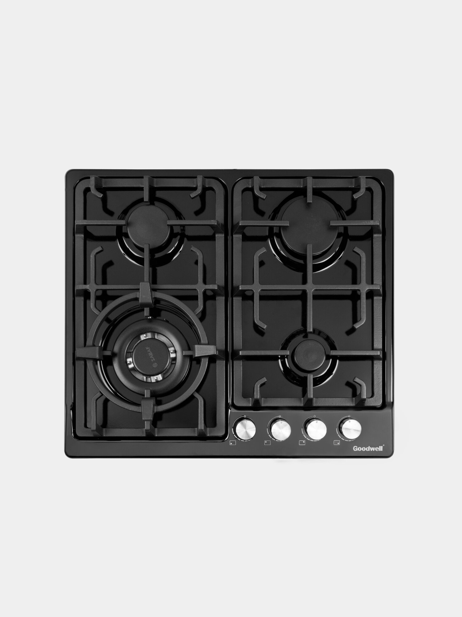 Варочная панель Goodwell GWP-6462, встраиваемая, нержавеющая сталь, чёрная, 4 конфорки
