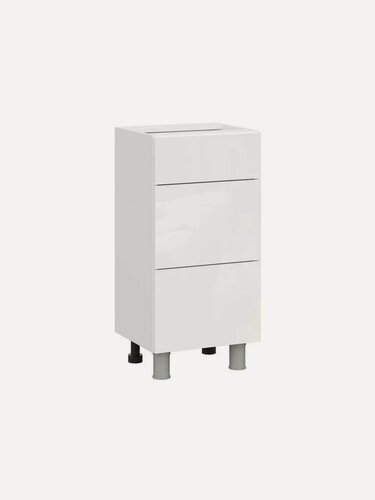 Изображение товара Кухонный модуль напольный, стол узкий Тандем с ящиками, 40х34.6х82.4 см, Белый / Белый глянец (Бруно)