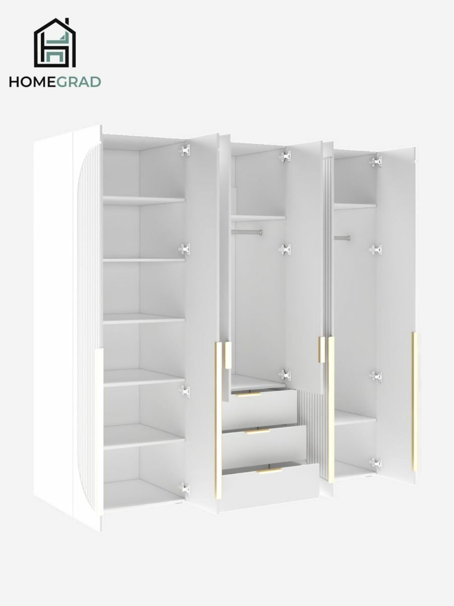 Шкаф для одежды HomeGrad Fiesta, 200х220 см, белый — фото 1