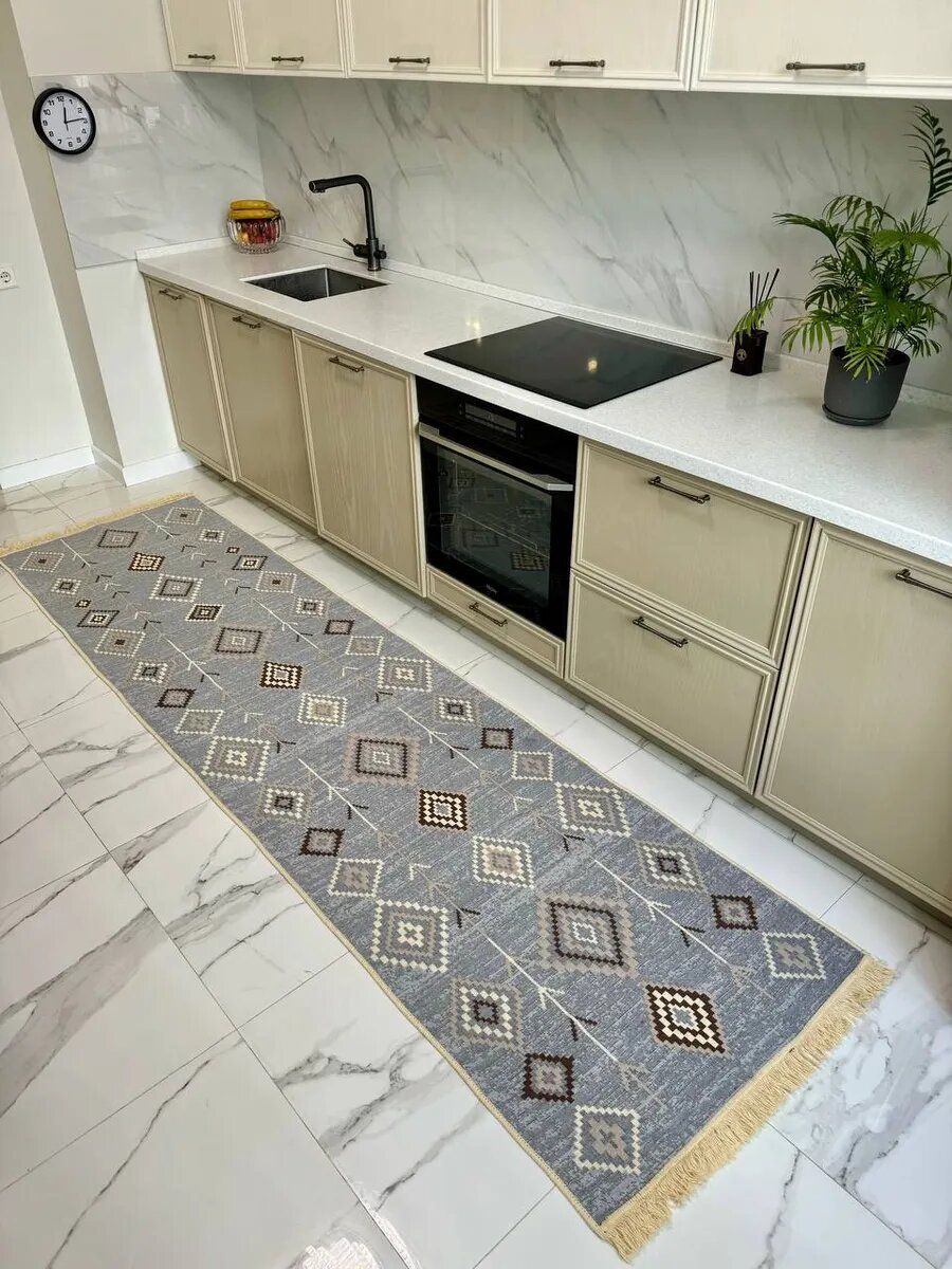 Ковровая дорожка 80х300 см Green Carpet безворсовый хлопковый ковер на кухню Турция