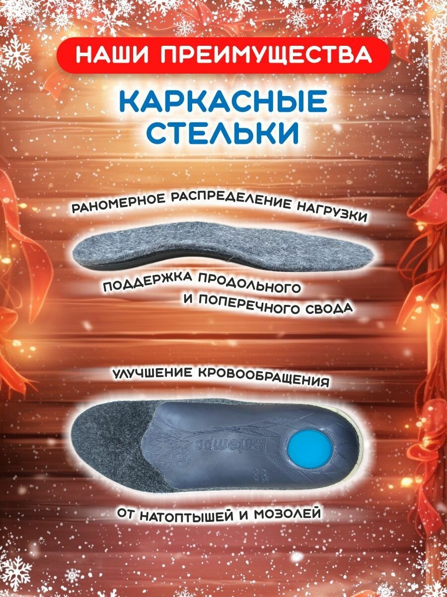 Изображение Стельки ортопедические теплые каркасные от плоскостопия, осень - зима, байка размер 36 -46