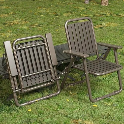 Изображение товара Стул садовый, металл, с подлокотниками, темно-коричневый, 55x53x84 см