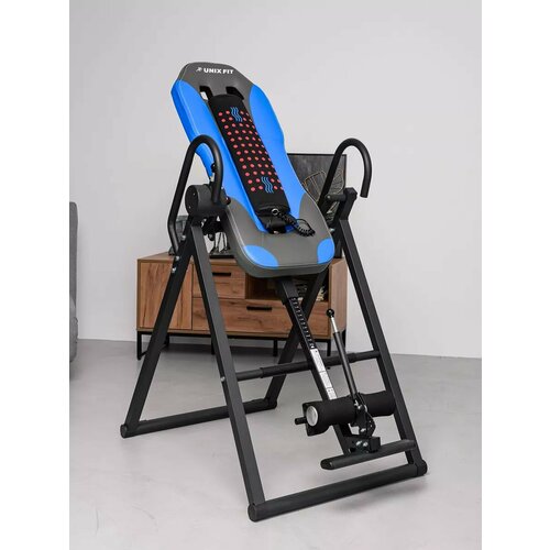 Инверсионный стол UNIX Fit IV-180M складной с фиксацией, для дома, прогрев спины, вес пользователя до 180 кг, рост 147-198, макс. угол наклона 180 градусов UNIXFIT