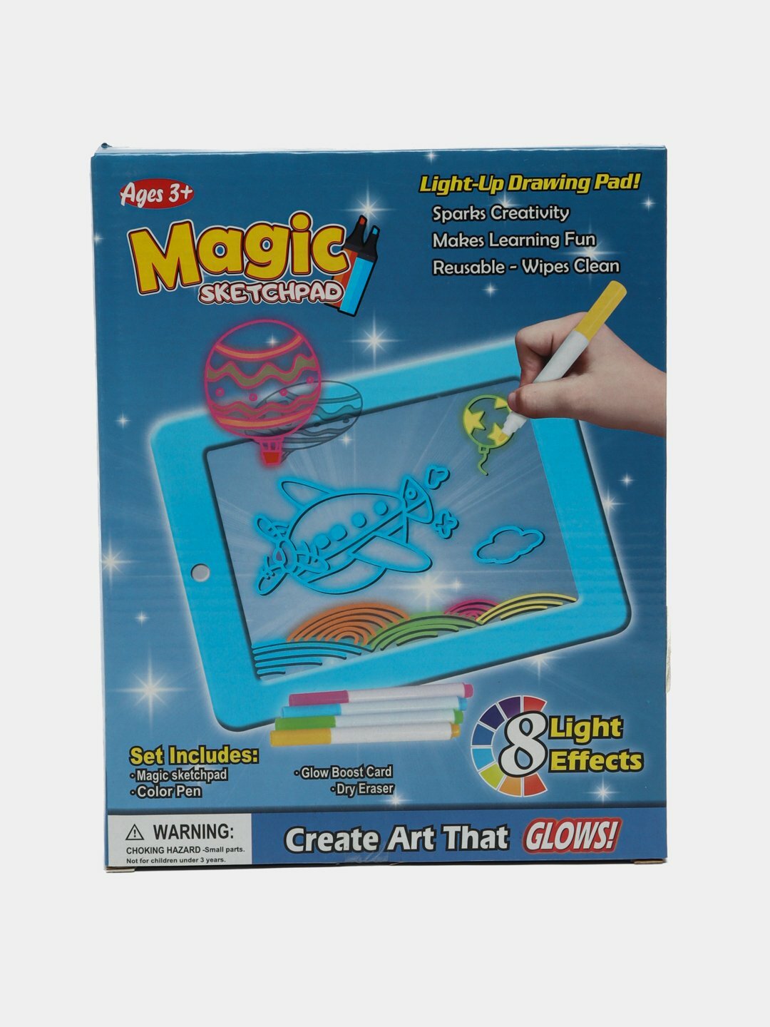 Доска для рисования Magic Sketchpad "Неоновая картинка", с подсветкой, фломастерами