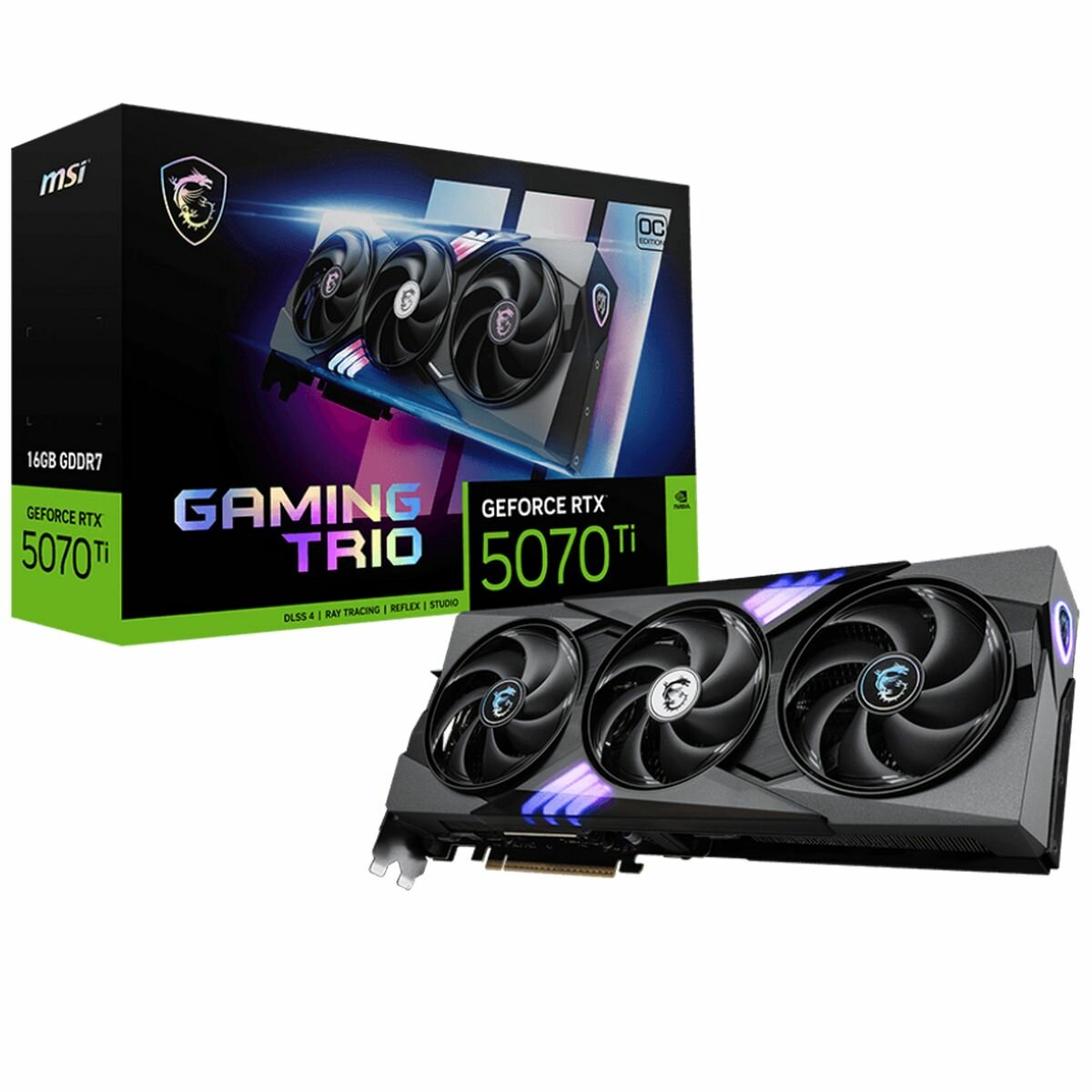 Видеокарта MSI RTX5070Ti GAMING TRIO OC 16GB GDDR7 256bit 3xDP HDMI 3FAN RTL