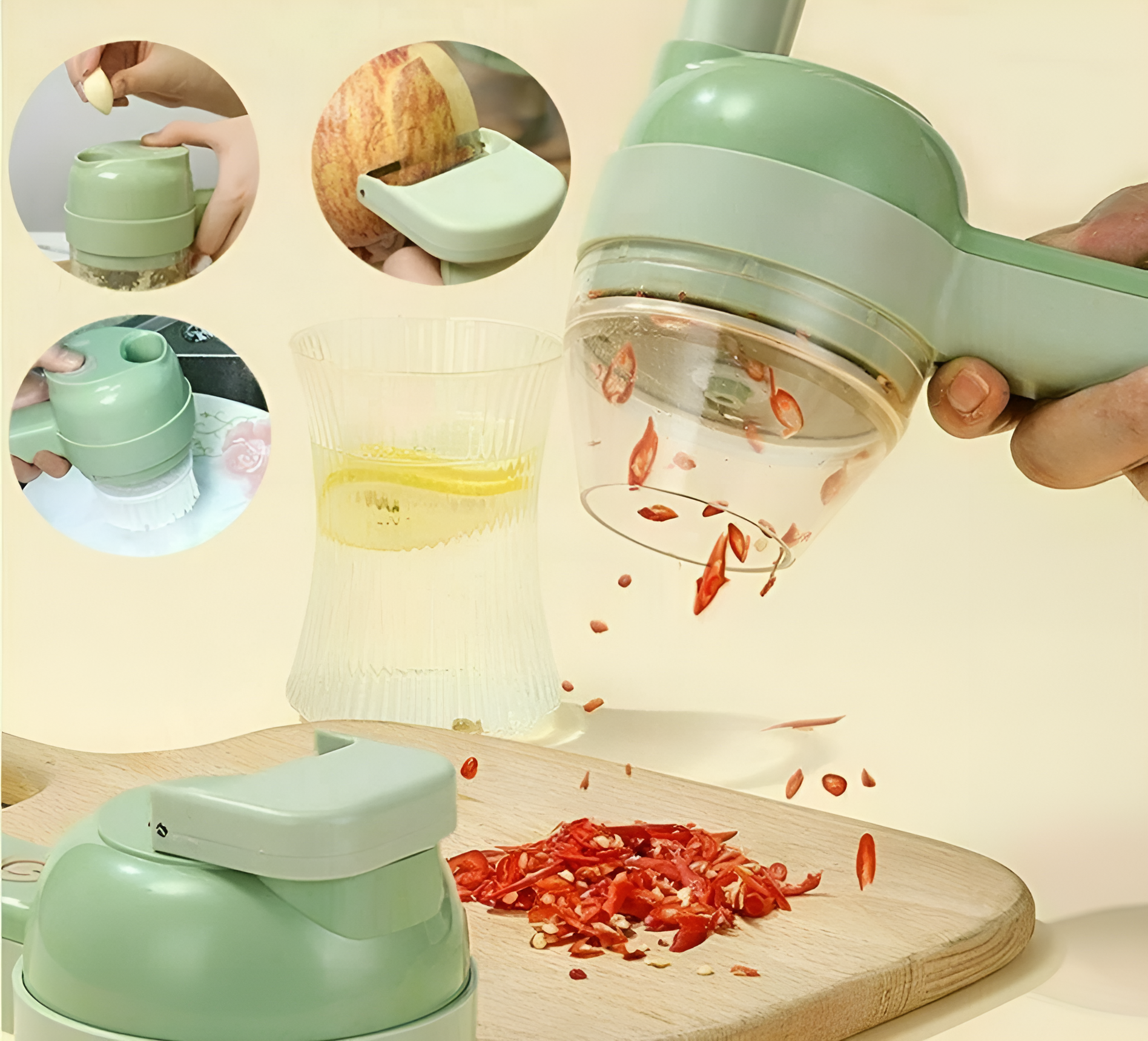 Измельчитель электрический ручной для овощей и фруктов 2 в 1 блендер и слайсер