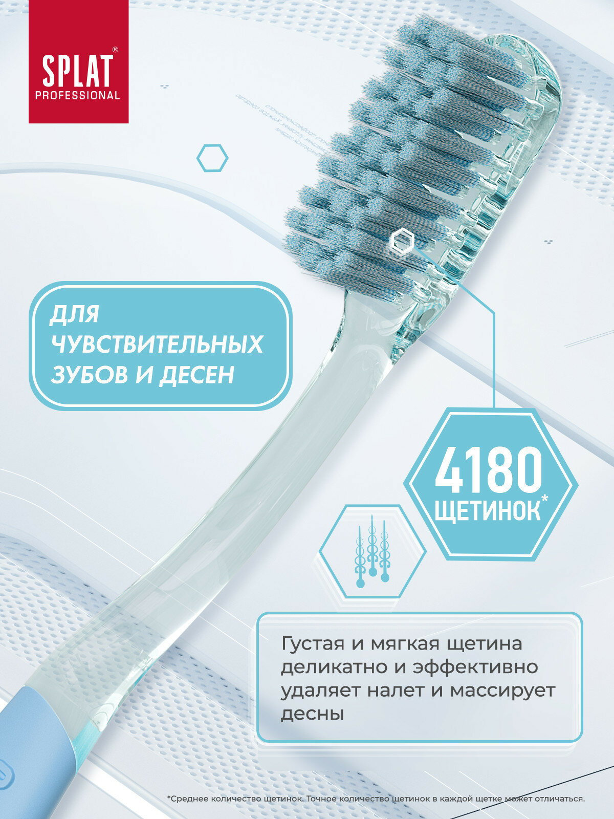 Изображение Зубная щетка Splat Clinic Care. Клиник для отбеливания зубов, мягкая голубая/розовая, 2 шт
