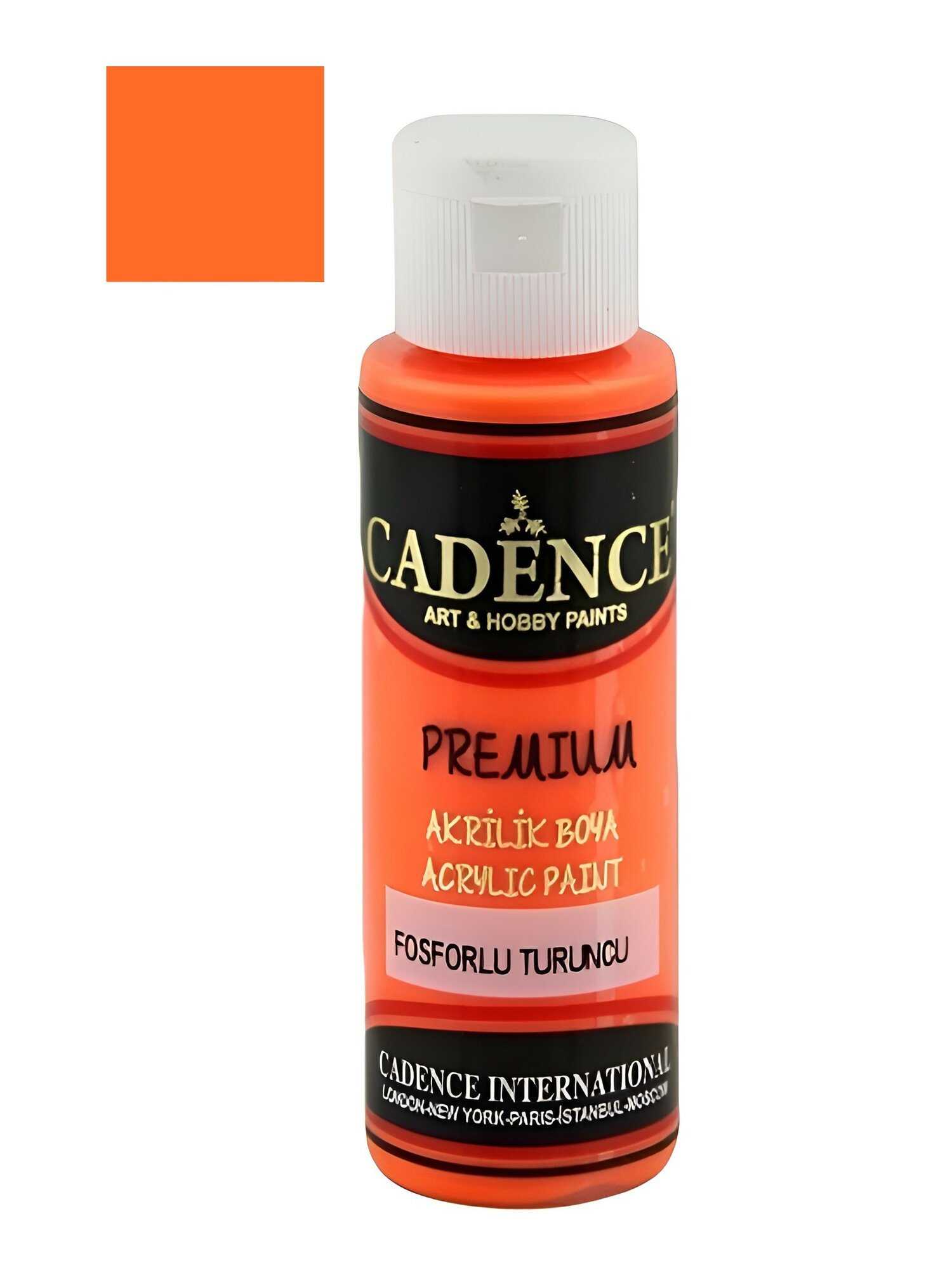 Акриловая краска Cadence Premium Acrylic Paint, 70 ml. Fluorescent Orange