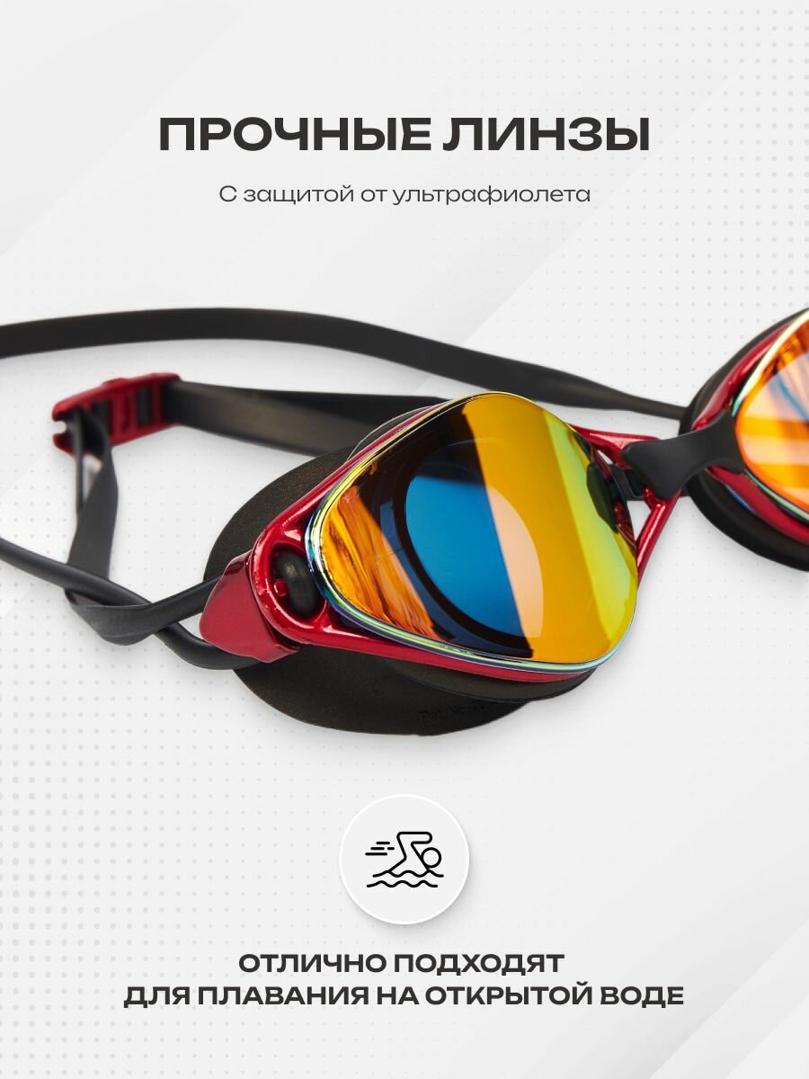 Очки для плавания в бассейне NEW UNKNOWN красные антифог с футляром — фото 1