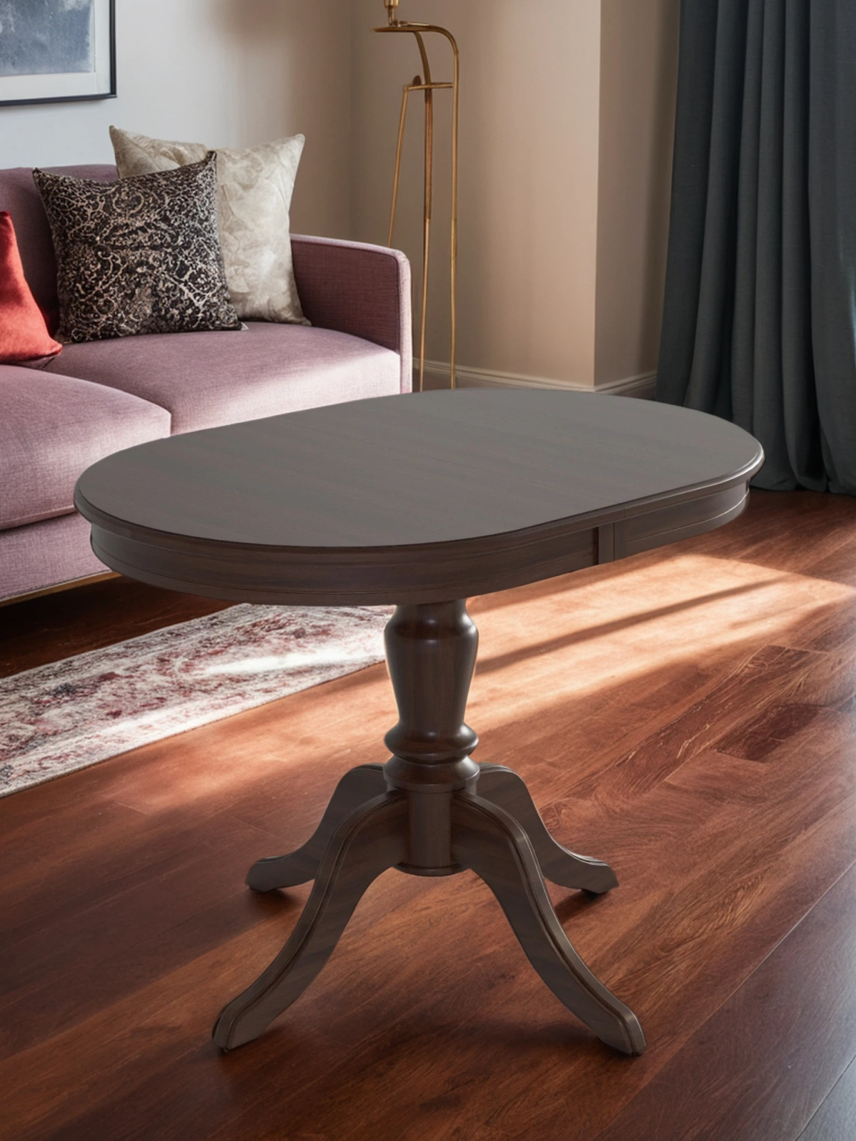 Стол обеденный раздвижной K-home овальный, 110 (150) см, темный орех, шпон