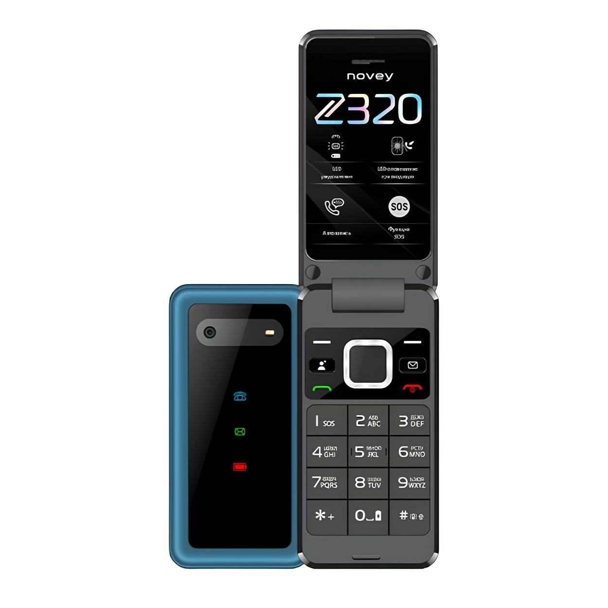 Кнопочный мобильный телефон Novey Z320 GSM с 2 - SIM слотами раскладушка, синий