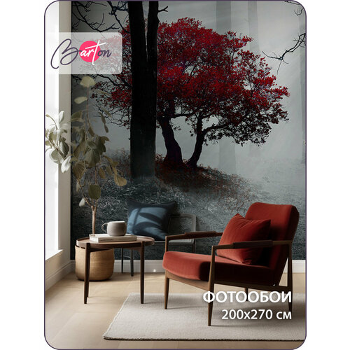 фото Фотообои на стену флизелиновые 3d природа лес дерево 200х270 см bartonwall n036 barton wallpapers