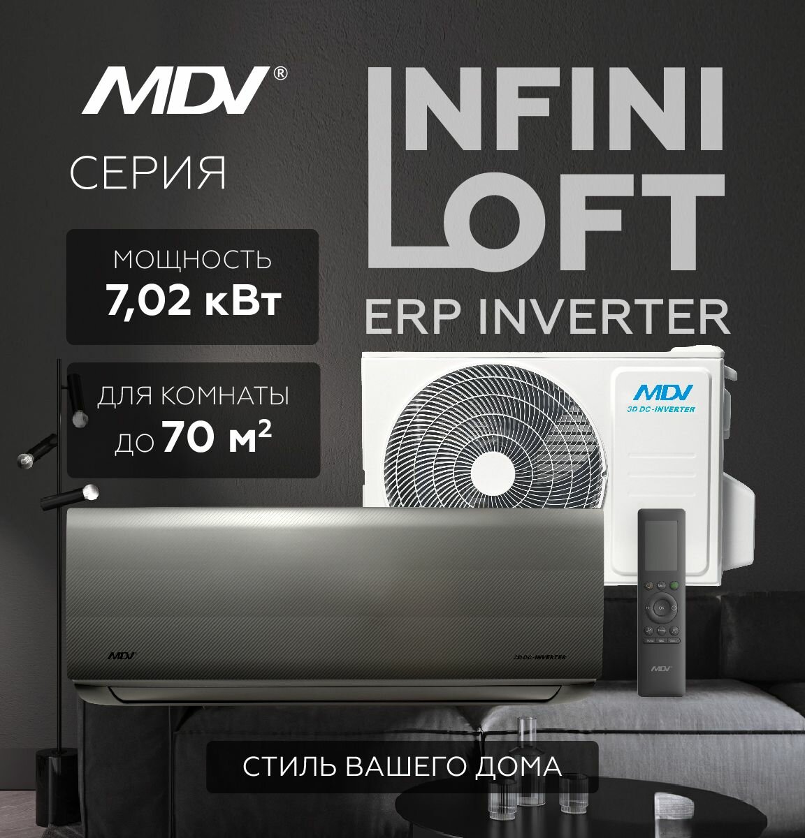 Инверторная сплит-система MDV серия INFINI Loft ERP Inverter