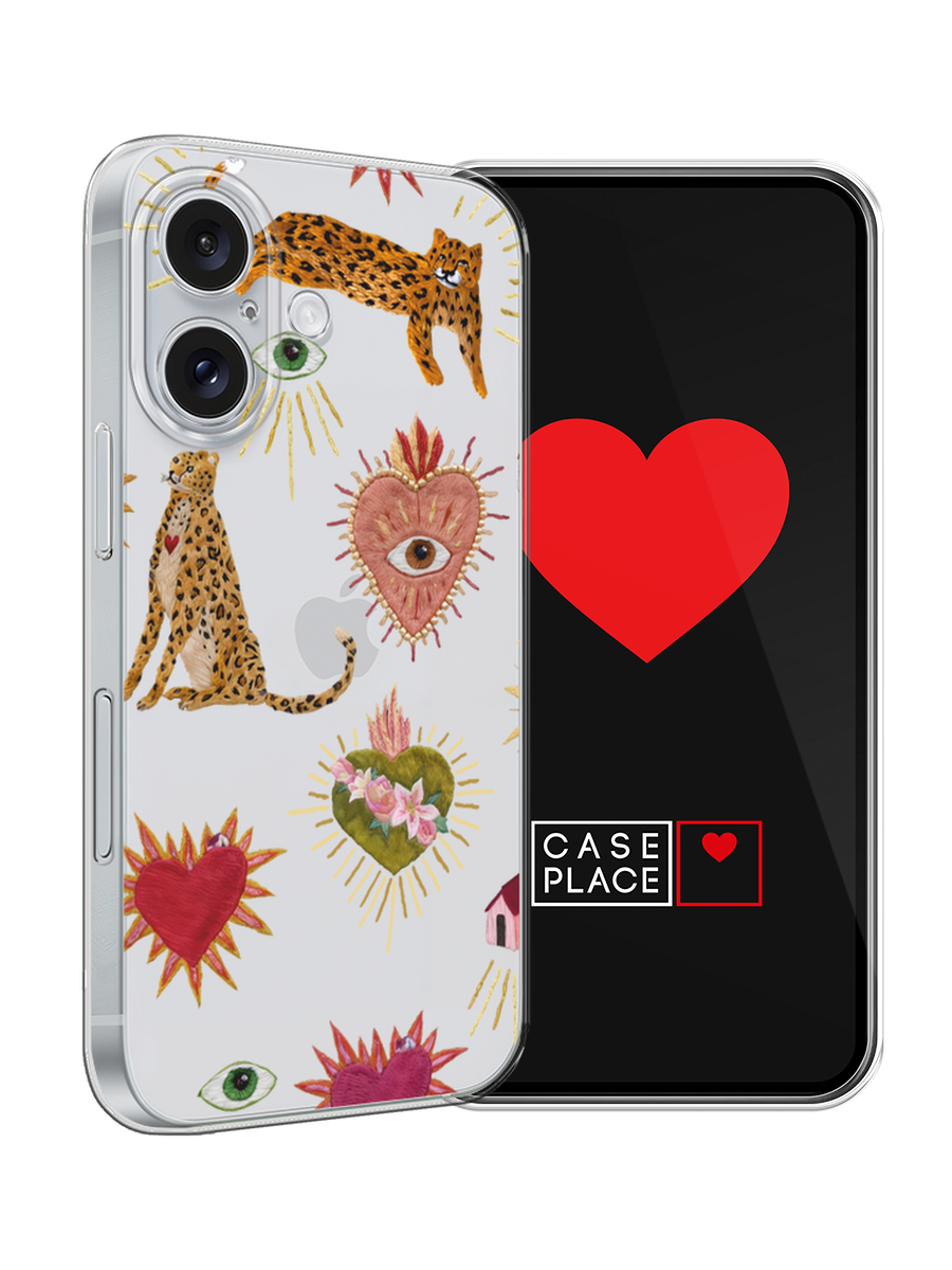 Чехол на Apple iPhone 16 / Айфон 16 с принтом Сюрреализм паттерн, прозрачный — фото 1