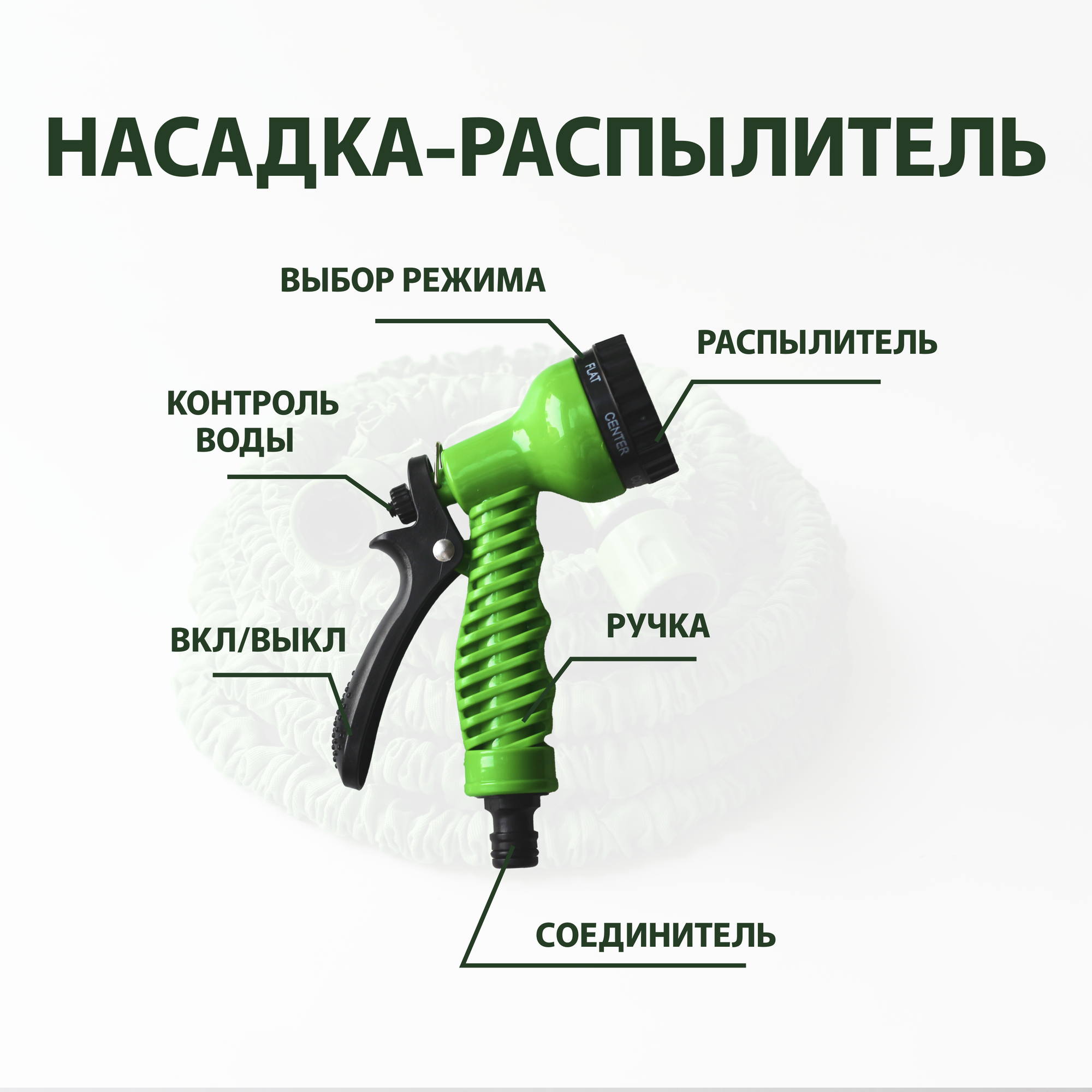 Шланг поливочный растягивающийся 30м, садовый, шланг с распылителем — фото 1