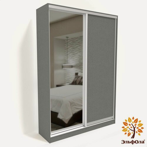 Изображение товара Шкаф-купе ЭльфОла "Гранд" 110*45*240 см, серый, профиль серебро
