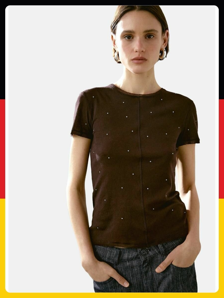 Футболка спортивная Massimo Dutti, размер M, коричневый