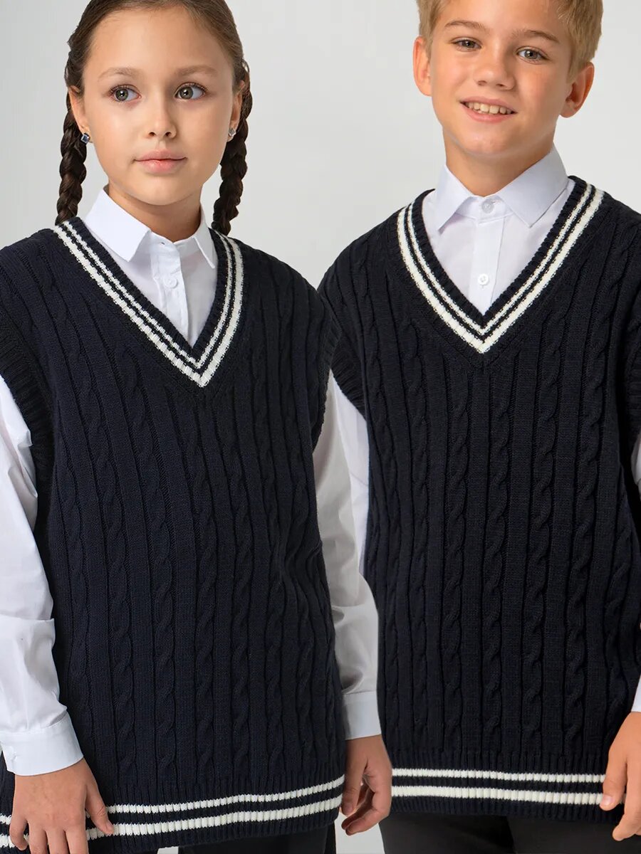 Школьный жилет Happyfox размер 164 т.синий