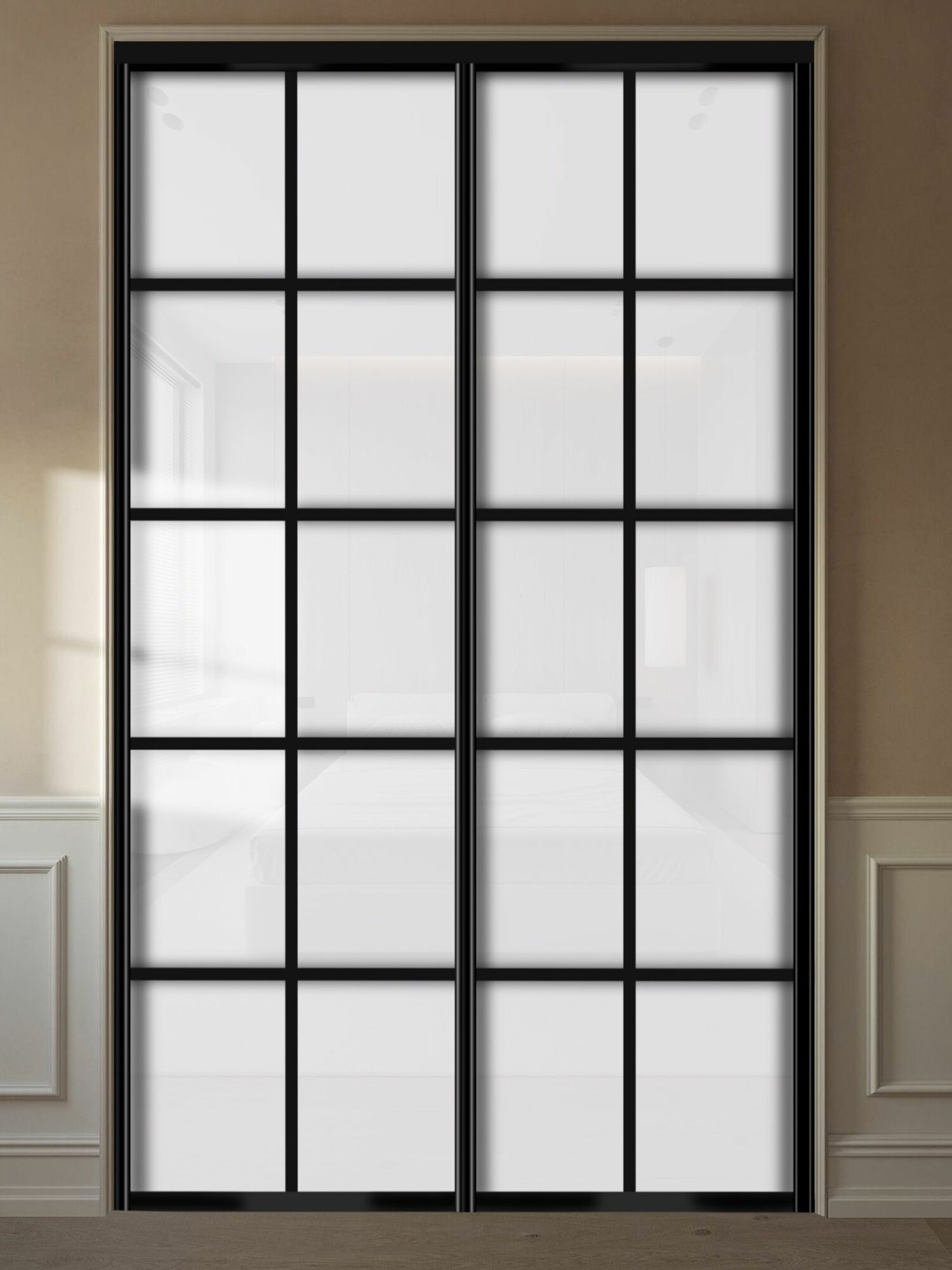 Двери-купе составные в проем , гардеробную и в шкафы купе, стекло с пленкой ORACAL . Комплект 2 шт.