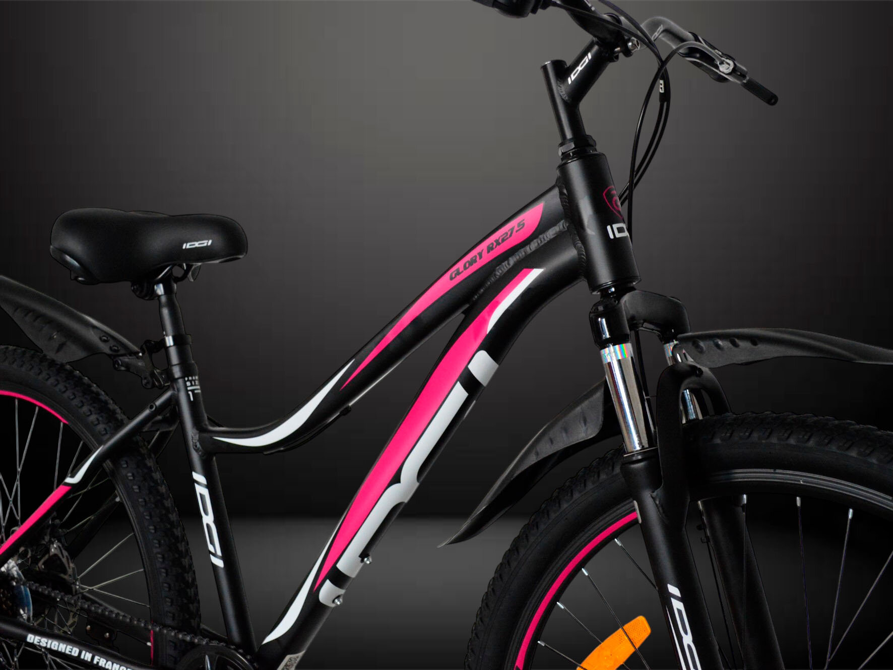 Велосипед горный IDGI GLORY RX 27.5-Black-pink" Shimano Altus, Широкое седло, Регулировка руля по высоте