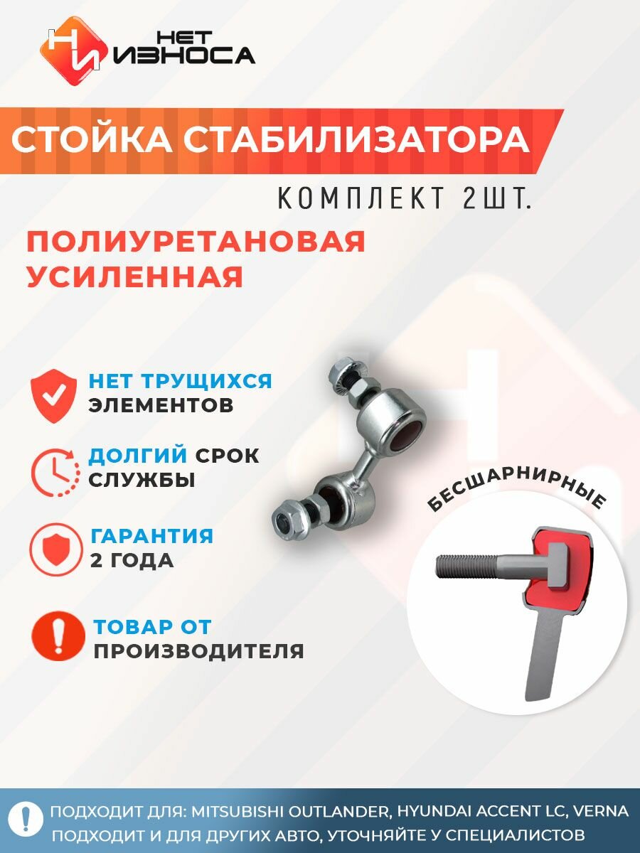 Стойки стабилизатора усиленные полиуретановые NL206 (левая и правая) Mitsubishi OUTLANDER, Hyundai Accent LC, VERNA, MATRIX / LAVITA