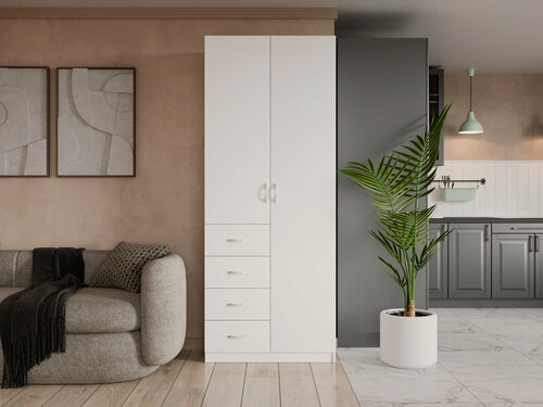 Изображение товара Шкаф распашной Зодиак 2.8 Белый для одежды двухдверный 70*210*50