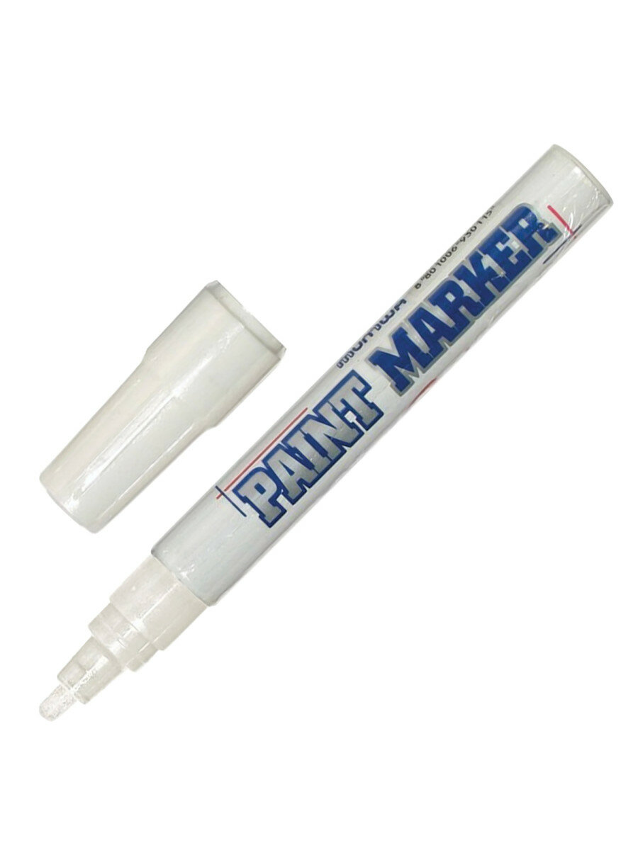 Маркер-краска лаковый (paint marker) MUNHWA 4 мм белый нитро-основа алюминиевый корпус PM-05
