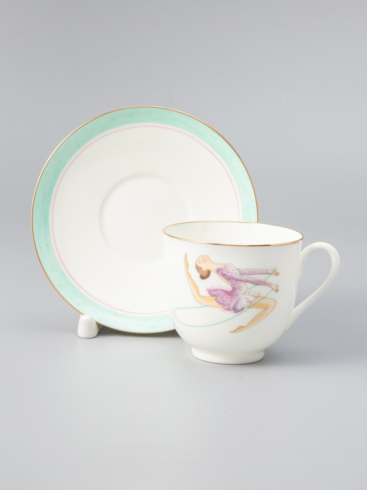 Кофейная пара "Скакалка", костяной фарфор, форма Ландыш, Императорский фарфоровый завод, 180 мл