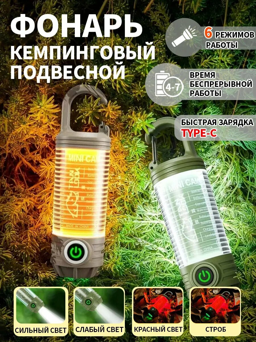 Фонарь кемпинговый аккумуляторный LED USB-зарядка 1200 мАч IPX4