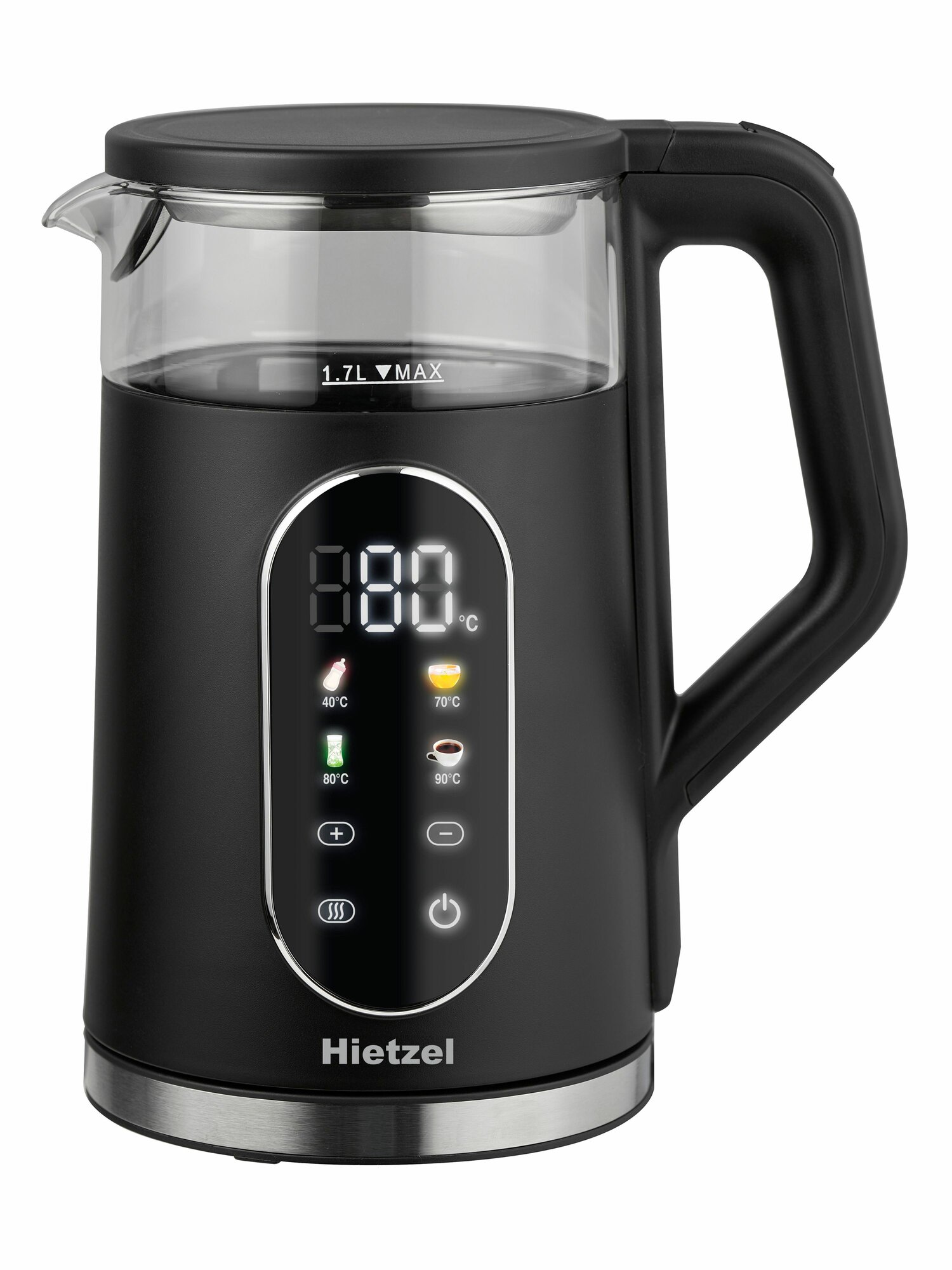 Чайник электрический черный Hietzel K-02 BL 2200 Вт 17 л сенсорный эффект термоса с выбором температуры