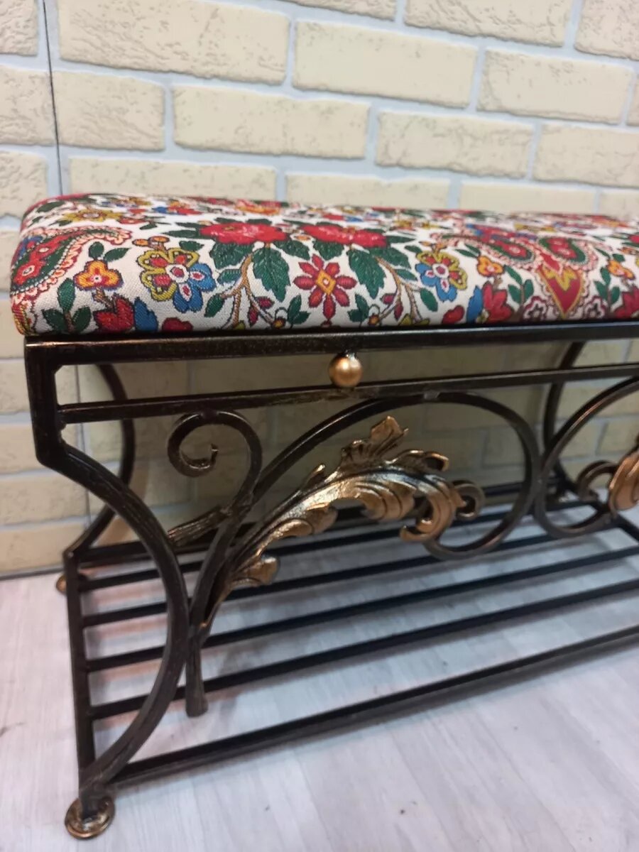 Кованая банкетка, Студия кованой мебели Нива, цвет золотисто-коричневый — фото 1