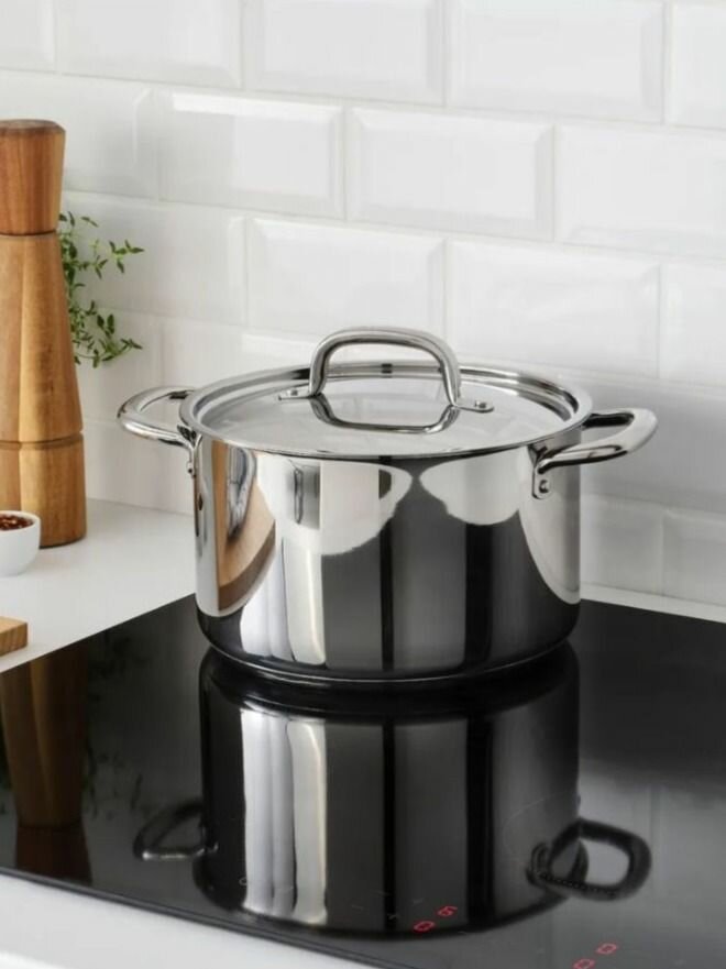 Изображение Кастрюля 365+, с крышкой, для индукции, нержавеющая сталь, 5 л