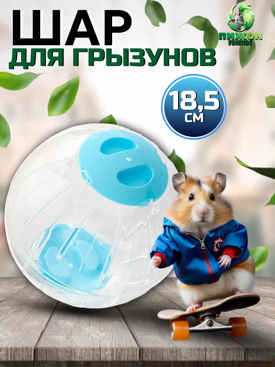 Шар прогулочный Carno для грызунов бесшумный синий 18.5 см