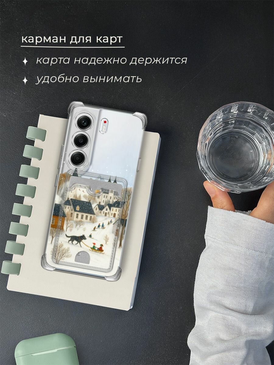 Чехол на Tecno Camon 40 Pro (Текно Камон 40 Про) с картой и принтом "Зимняя сказка" — фото 1